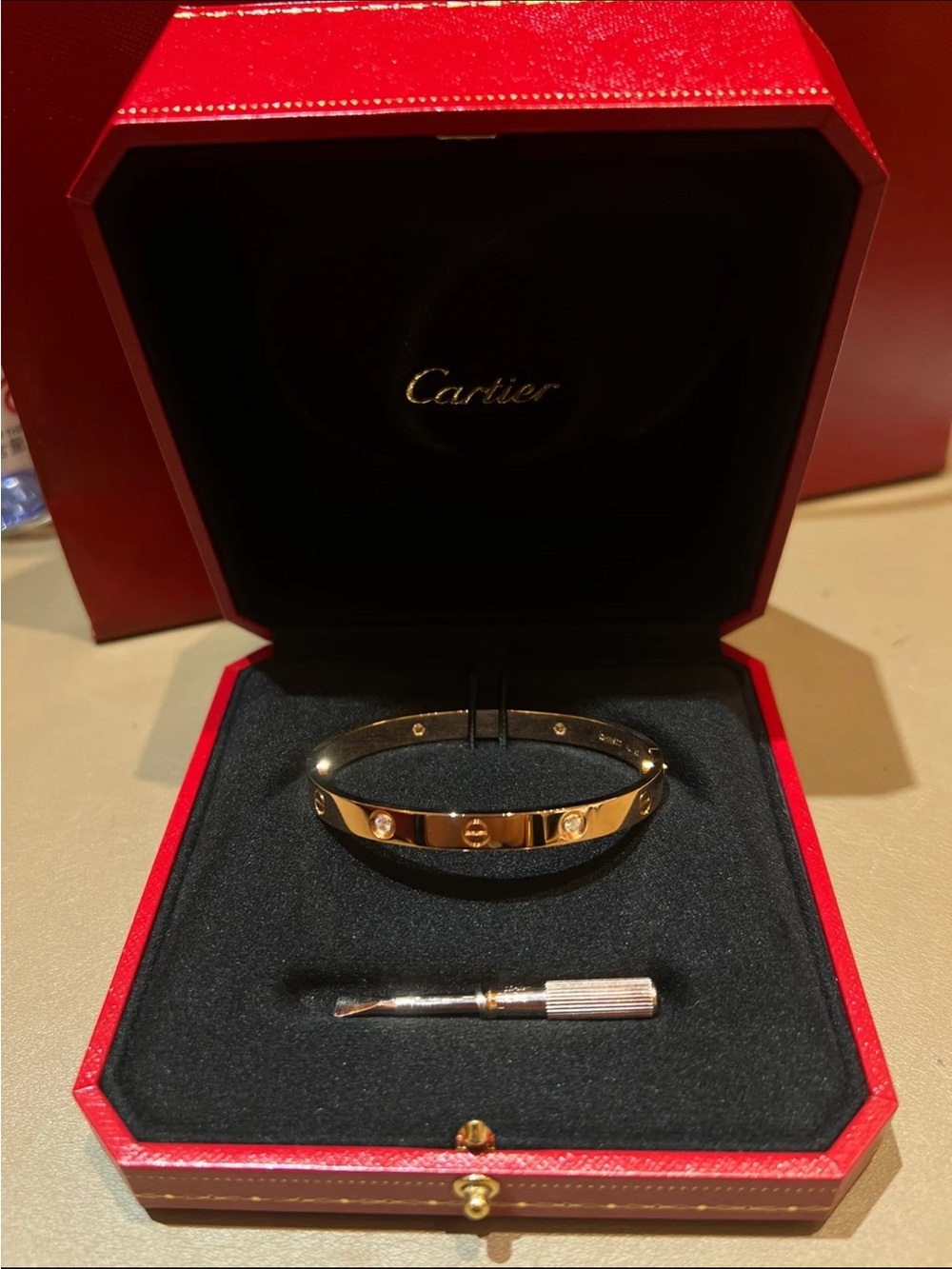 Like new Cartier Yellow Gold Love Bracelet with Screw Motif